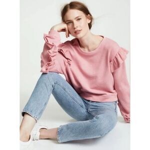 Love Shack Fancy Corrine Ruffle sweater  in Pale Pink Size M